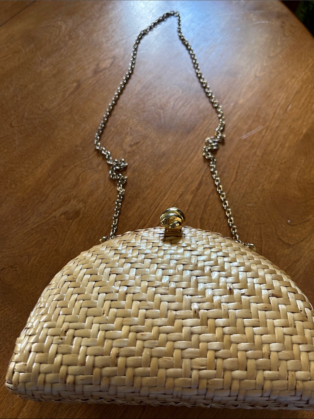 Vanessa Woven Straw Clutch Bag with Gold Accent - Natural - Picture 4 of 6